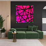 Triple Net 3D Wall Sculpture Transparent Acrylic Geometric Pink Wall Art - uniqstiq