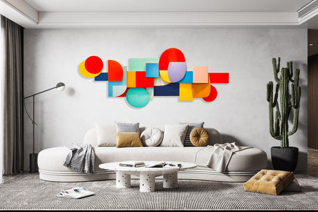 80s Style Art Geometric Shapes Abstract Wall Art by UniQstiQ 3D Wall Hangings Red and Blue Wall Decor Vintage Artwork Colorful Wall Art Printed