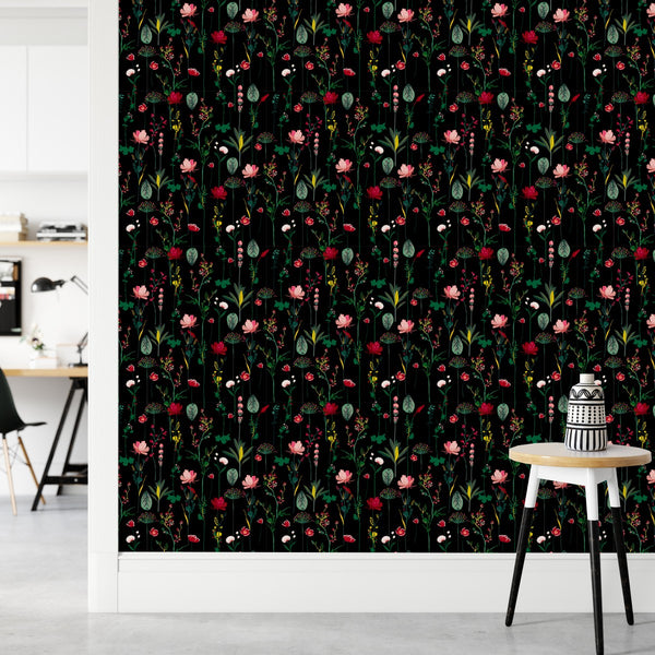 Wildflowers on Black Wallpaper buy at the best price with delivery –  uniqstiq
