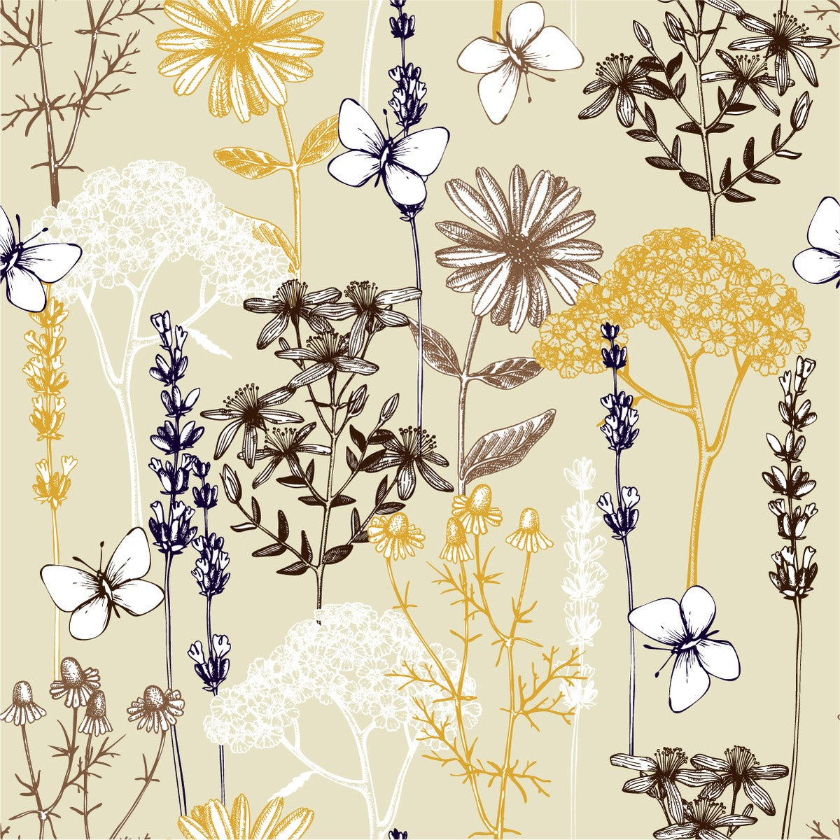 vintage wildflowers wallpaper