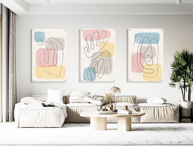 Abstract Design Set of 3 Prints Modern Wall Art Modern Artwork Image 1