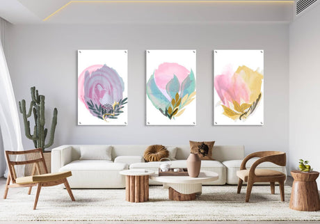 Abstract Flowers Set of 3 Prints Modern Wall Art Modern Artwork Image 1