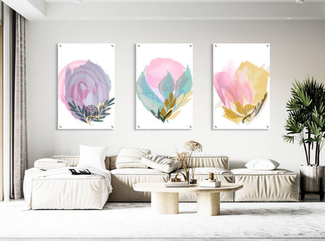 Abstract Flowers Set of 3 Prints Modern Wall Art Modern Artwork Image 2