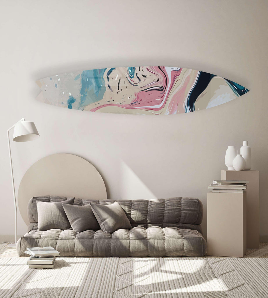 Abstract Melting Pink Acrylic Surfboard Wall Art - uniqstiq