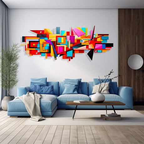 Abstract Print on Plexiglass Extra Large Wall Decor Glossy Acrylic Wall Art by Artist: UniQstiQ Wall Sculpture Mid Century Modern Printed