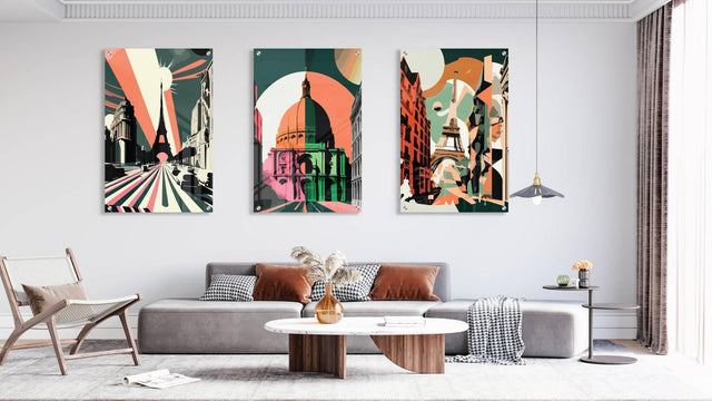 Architecture Pattern Set of 3 Prints Modern Wall Art Modern Artwork Image 1