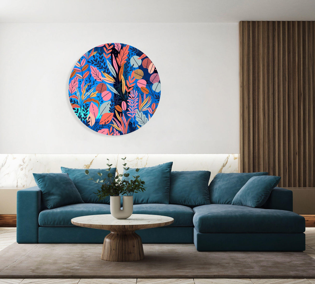 Autumn Leaves Mirrored Acrylic Circles Contemporary Home DǸcor Printed acrylic 