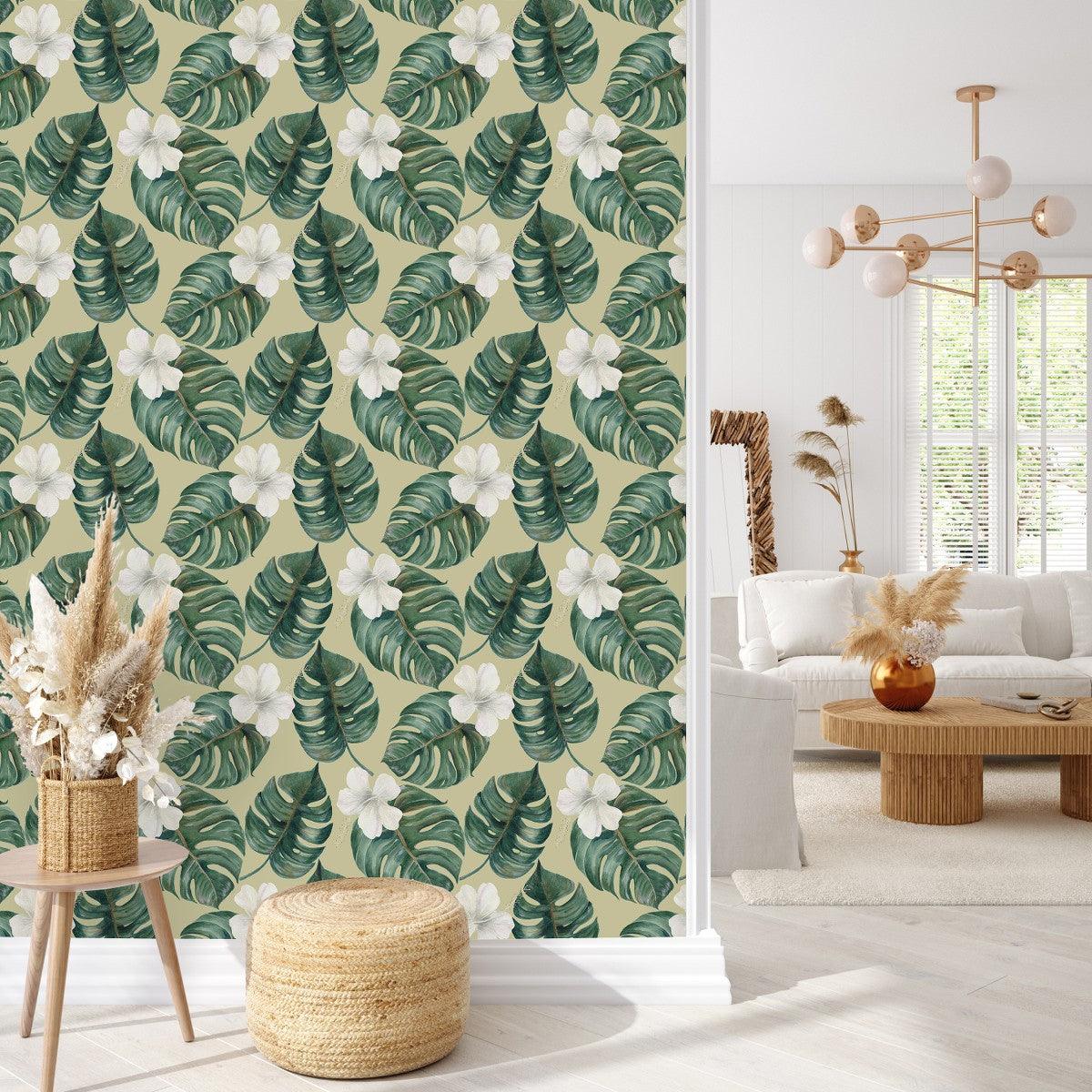 Monstera Wallpaper, Floral Wallpaper, Self-Adhesive, Removable