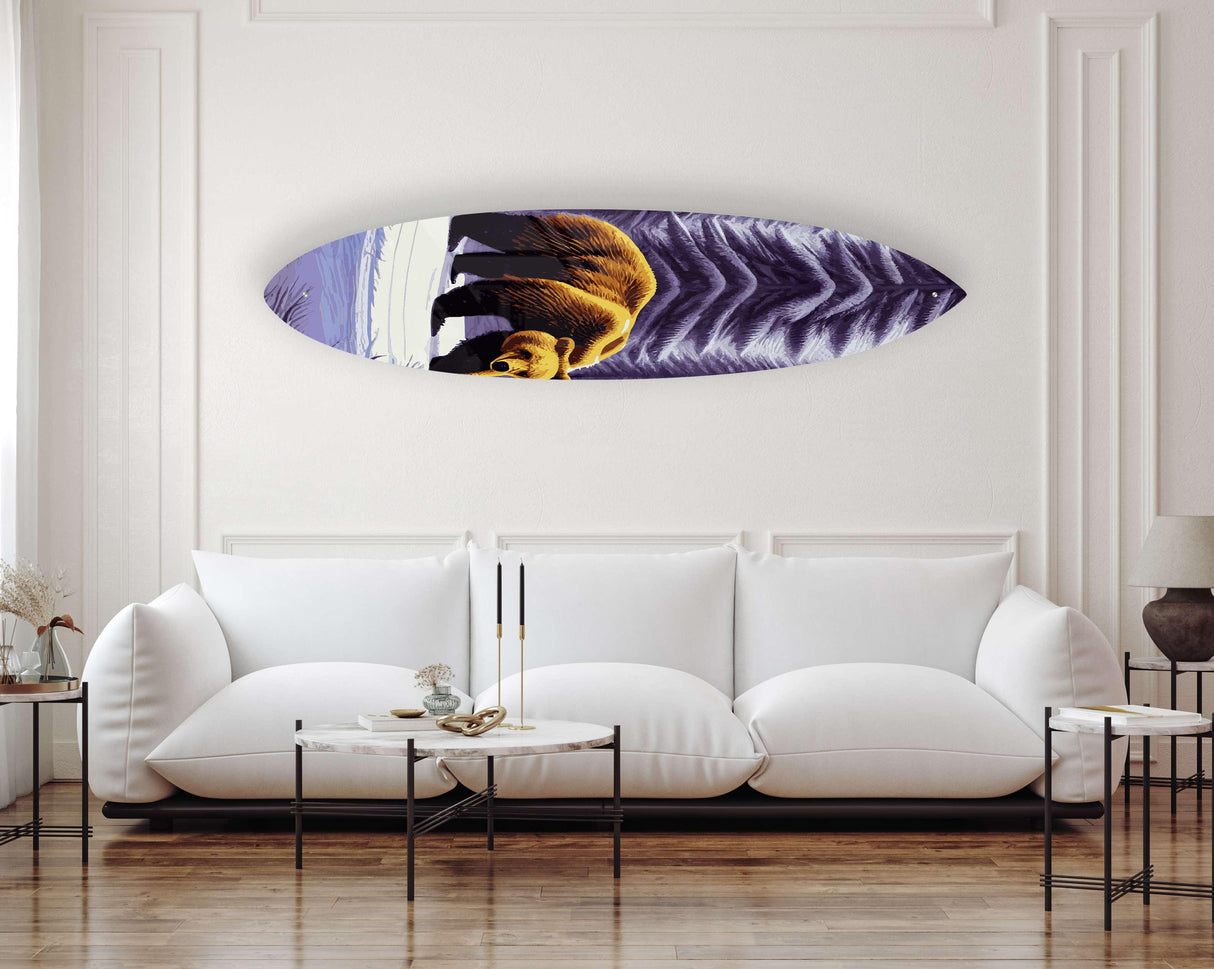 Bear Pattern Acrylic Surfboard Wall Art