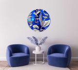 Beige Birds and Leaves Mirrored Acrylic Circles Contemporary Home DǸcor Printed acrylic 