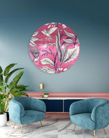 Beige Birds and Leaves Mirrored Acrylic Circles Contemporary Home DǸcor Printed acrylic 