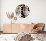 Beige Birds and Leaves Mirrored Acrylic Circles Contemporary Home DǸcor Printed acrylic 