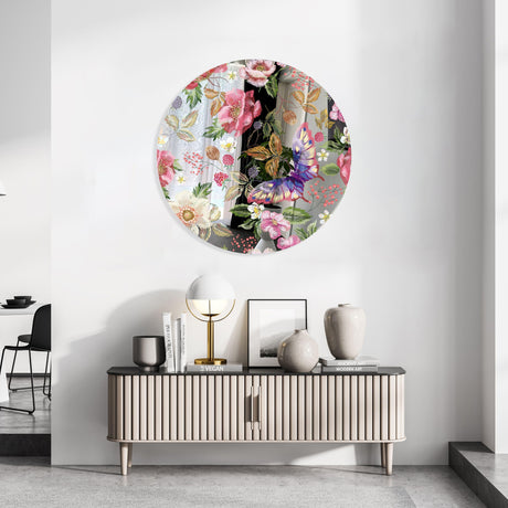 Berries and Flowers Mirrored Acrylic Circles Contemporary Home DǸcor Printed acrylic 