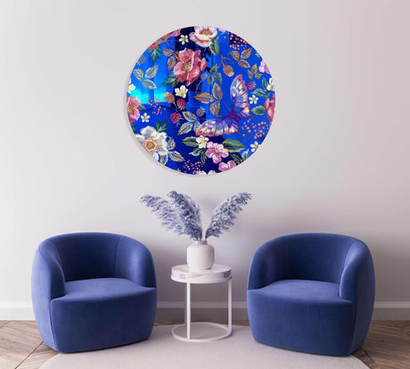 Berries and Flowers Mirrored Acrylic Circles Contemporary Home DǸcor Printed acrylic 