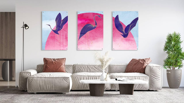 Birds Pattern Set of 3 Prints Modern Wall Art Modern Artwork Image 1