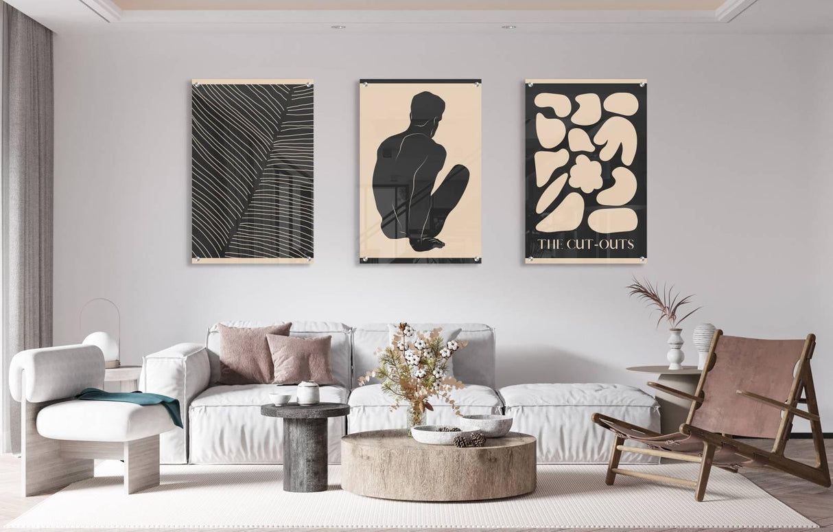 Black and Beige Design Set of 3 Prints Modern Wall Art Modern Artwork Image 2