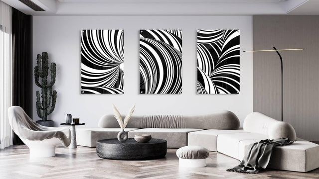 Black and White Design Set of 3 Prints Modern Wall Art Modern Artwork Image 1