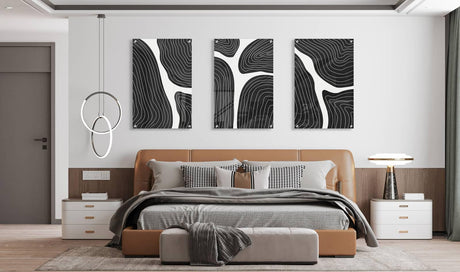 Black and White Pattern Set of 3 Prints Modern Wall Art Modern Artwork Image 1