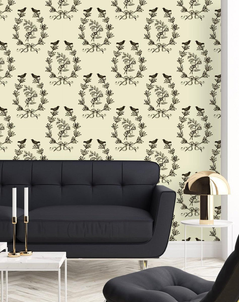 Black Birds and Flowers Wallpaper - uniqstiq
