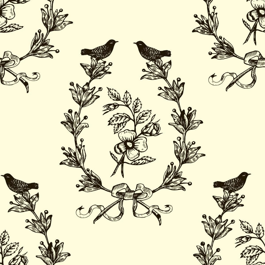 Black Birds and Flowers Wallpaper - uniqstiq