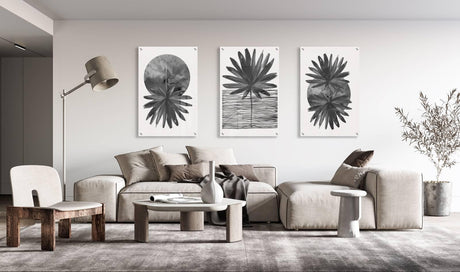 Black Leaves Pattern Set of 3 Prints Modern Wall Art Modern Artwork Image 2