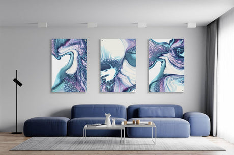 Blue Shades Set of 3 Prints Modern Wall Art Modern Artwork Image 1