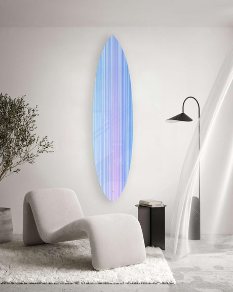 Blue Stripes Pattern Acrylic Surfboard Wall Art