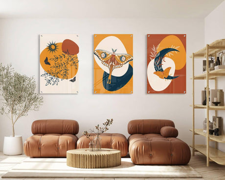 Boho Style Set of 3 Prints Modern Wall Art Modern Artwork Image 1