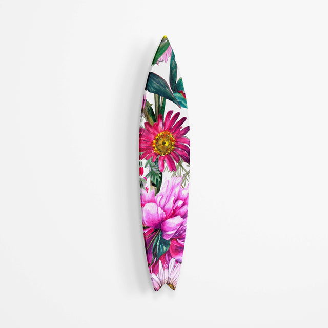 Bright Pink Floral Mural Acrylic Surfboard Wall Art - uniqstiq