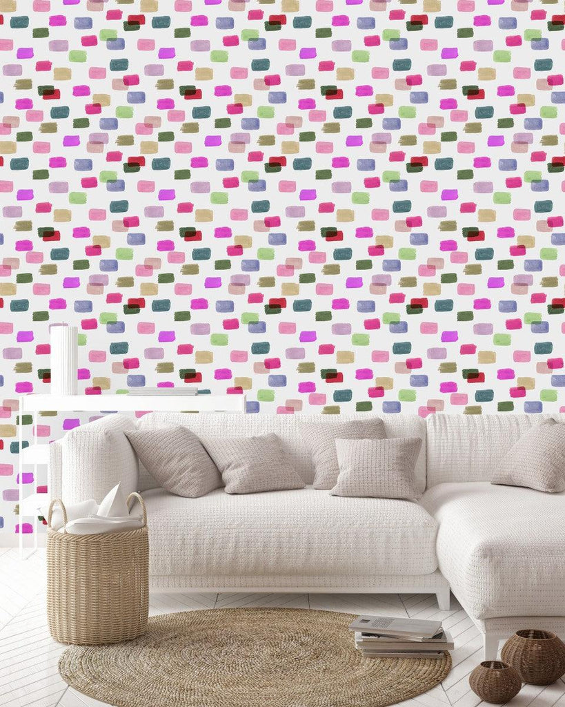 Brightly Water Colored Dashes Wallpaper uniQstiQ Geometric