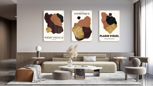 Brown Spots Pattern Set of 3 Prints Modern Wall Art Modern Artwork Image 1