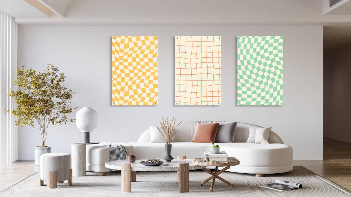 Checked Pattern Set of 3 Prints Modern Wall Art Modern Artwork Image 2