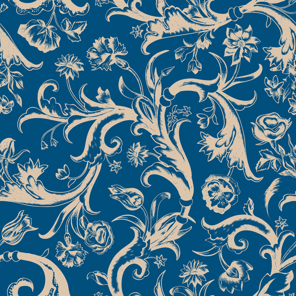 uniQstiQ Floral China Blue Flower Pattern Wallpaper Wallpaper