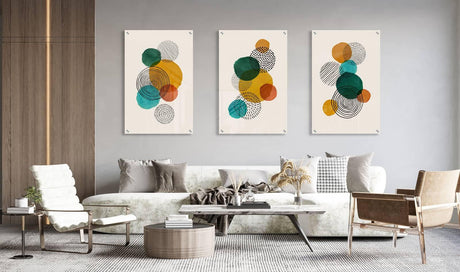 Circles Pattern Set of 3 Prints Modern Wall Art Modern Artwork Image 1