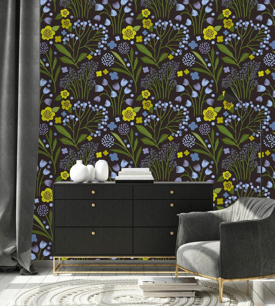 Blue Flowers Wallpaper  uniQstiQ Floral