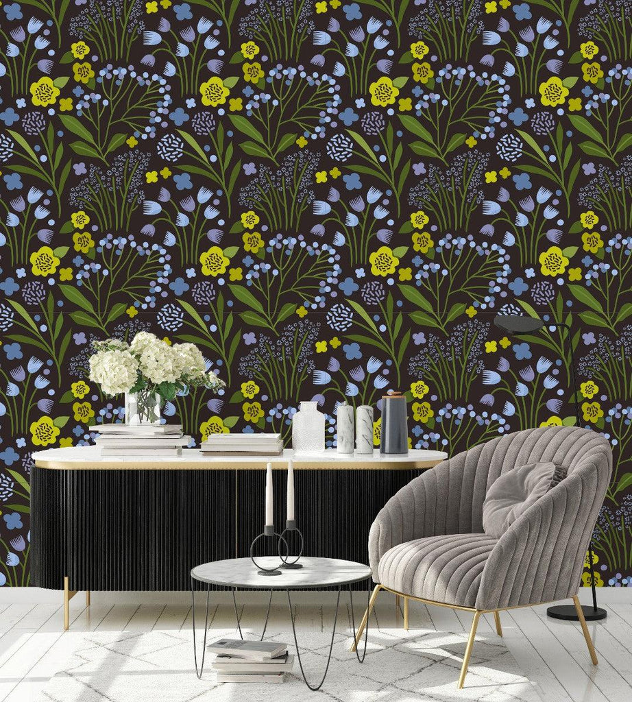 Blue Flowers Wallpaper  uniQstiQ Floral