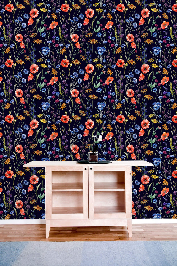 uniQstiQ Floral Dark Flowers Wallpaper Wallpaper