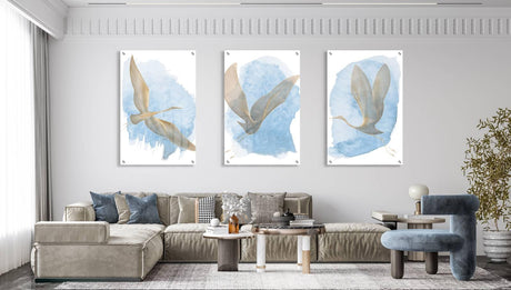 Cranes Pattern Set of 3 Prints Modern Wall Art Modern Artwork Image 2