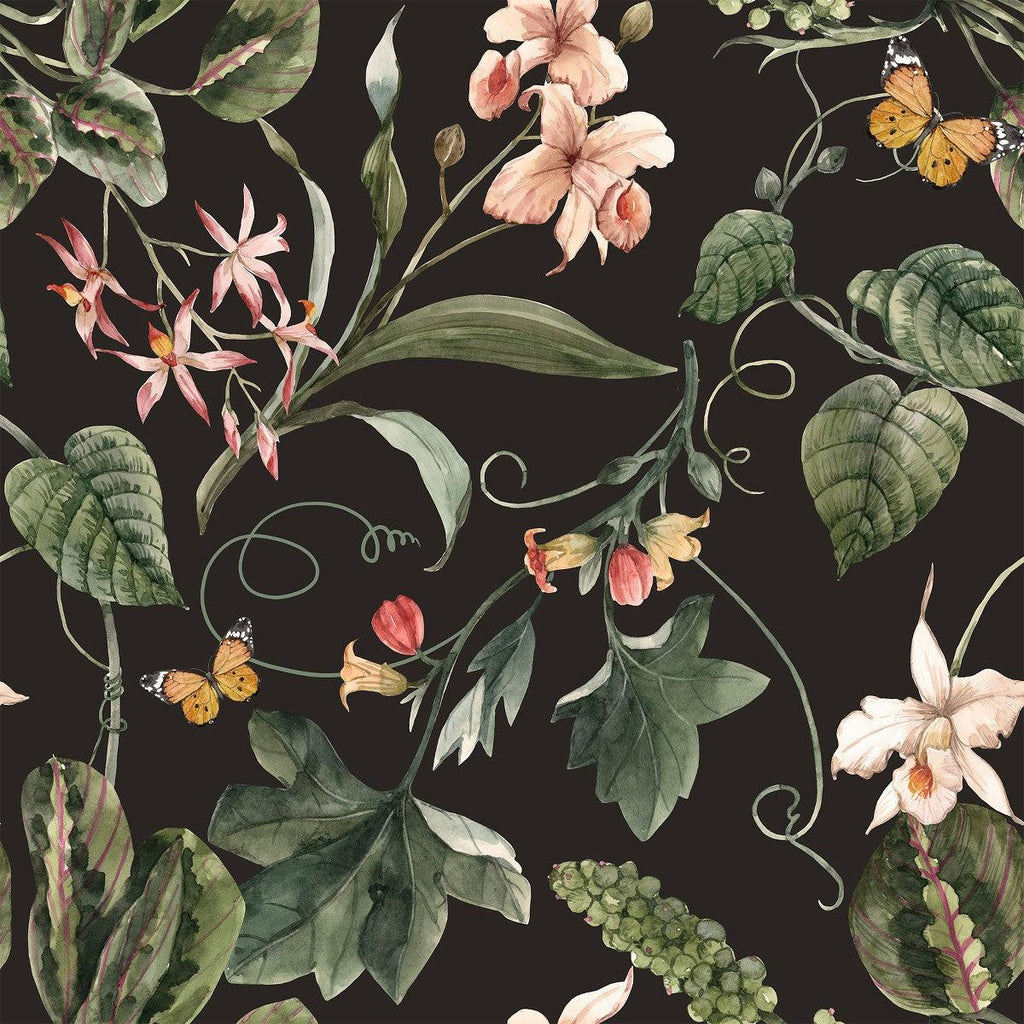 Dark Wallpaper with Plant's Leaves - uniqstiq