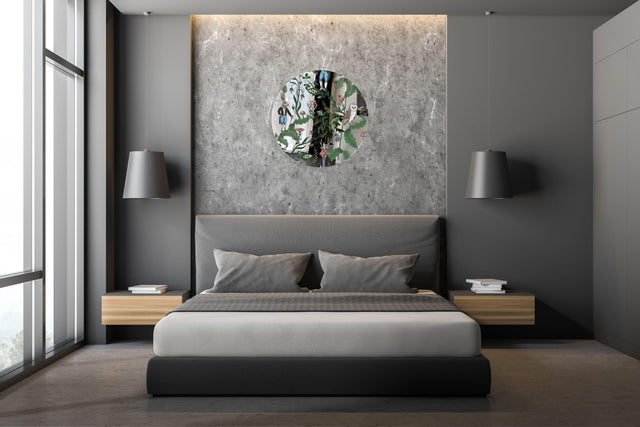 Dark Woodland Animals Mirrored Acrylic Circles Contemporary Home DǸcor Printed acrylic 