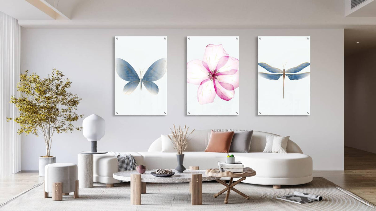 Dragonfly Pattern Set of 3 Prints Modern Wall Art Modern Artwork Image 2