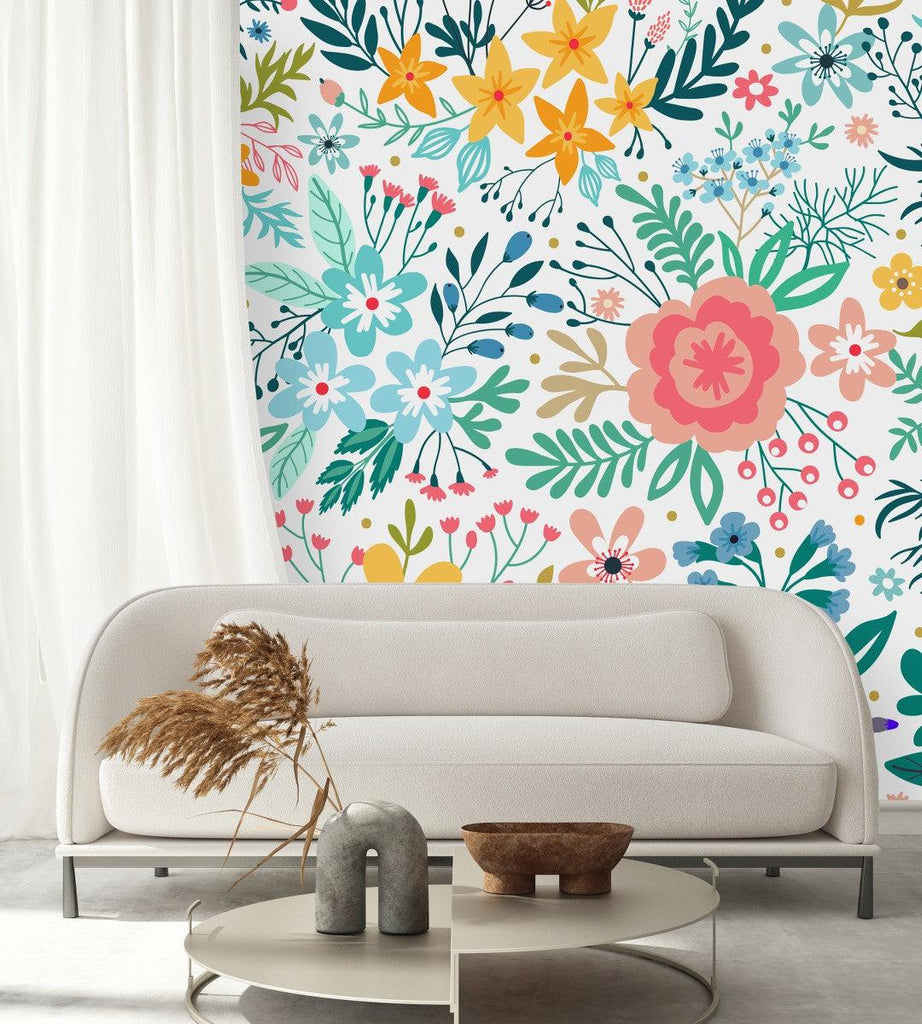 Elegant Multicolored Flowers Wallpaper Chic - uniqstiq