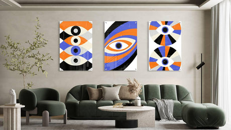 Eyes Pattern Set of 3 Prints Modern Wall Art Modern Artwork Image 1