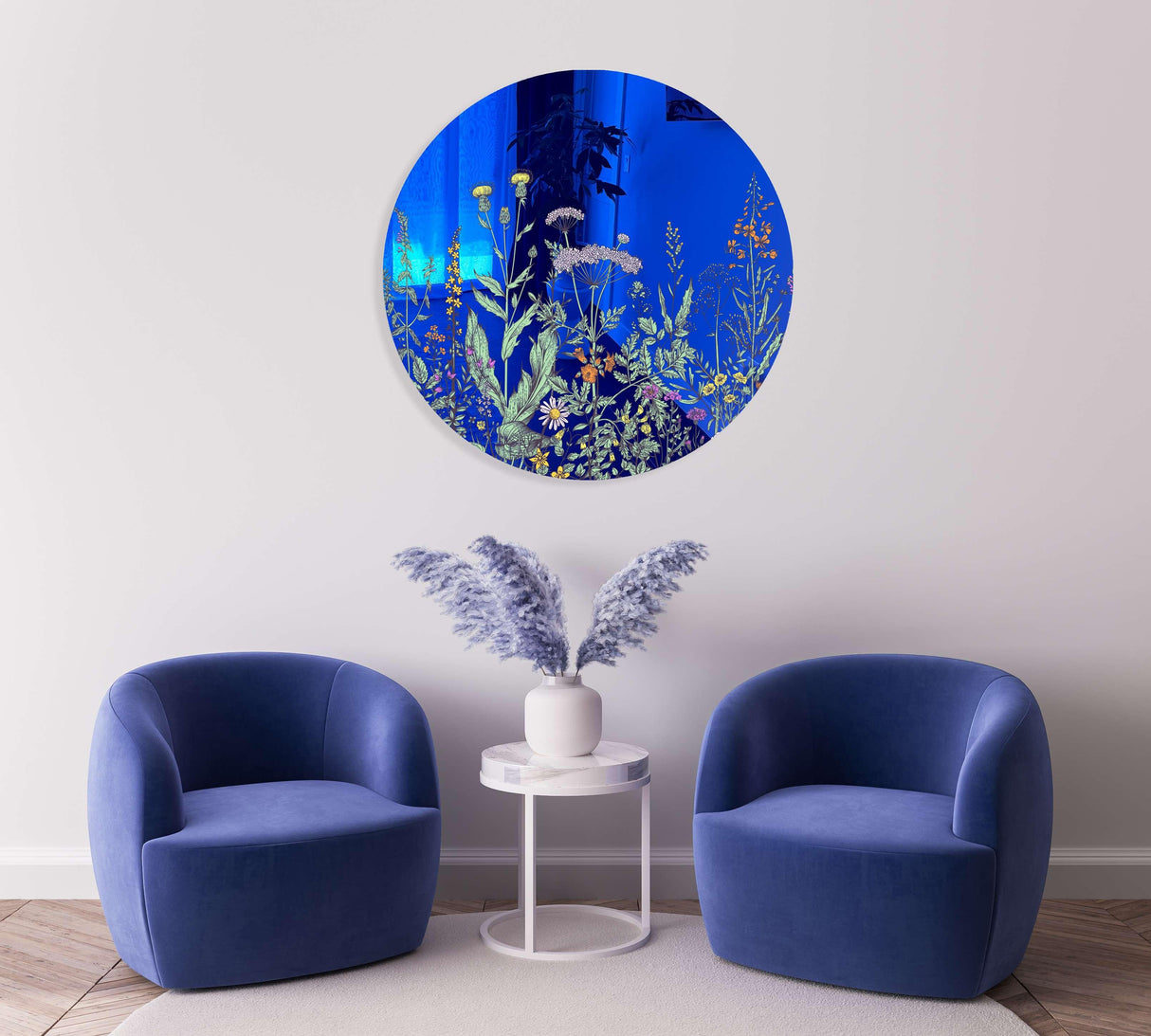 Field of Prairie Flowers Mirrored Acrylic Circles Contemporary Home DǸcor Printed acrylic 