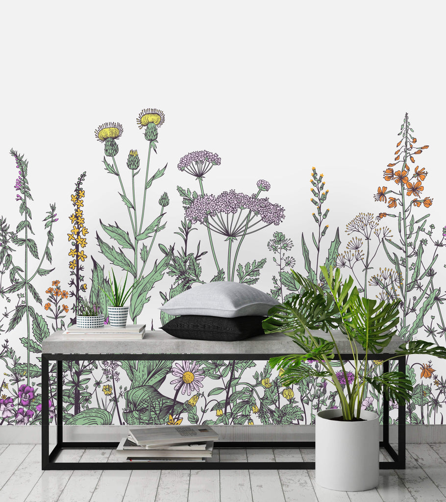 uniQstiQ Murals Field of Prairie Flowers Wallpaper Mural Wallpaper