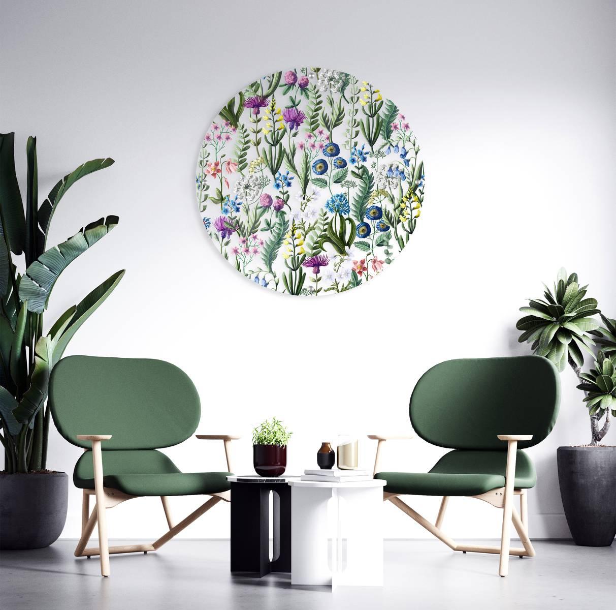 Fields Flowers Printed Transparent Acrylic Circle - uniqstiq