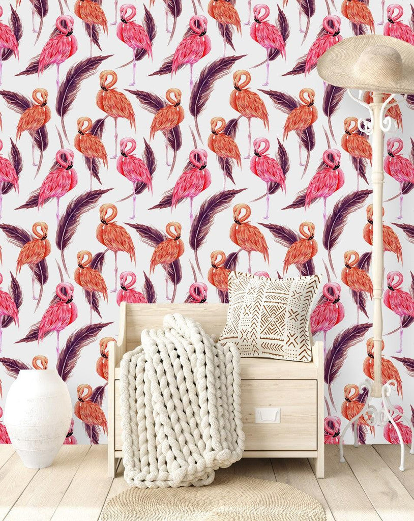 Flamingos and Feathers Wallpaper - uniqstiq