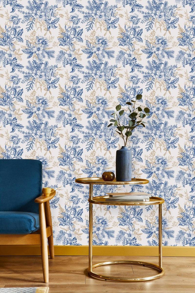 Floral Blue Pattern Wallpaper - uniqstiq