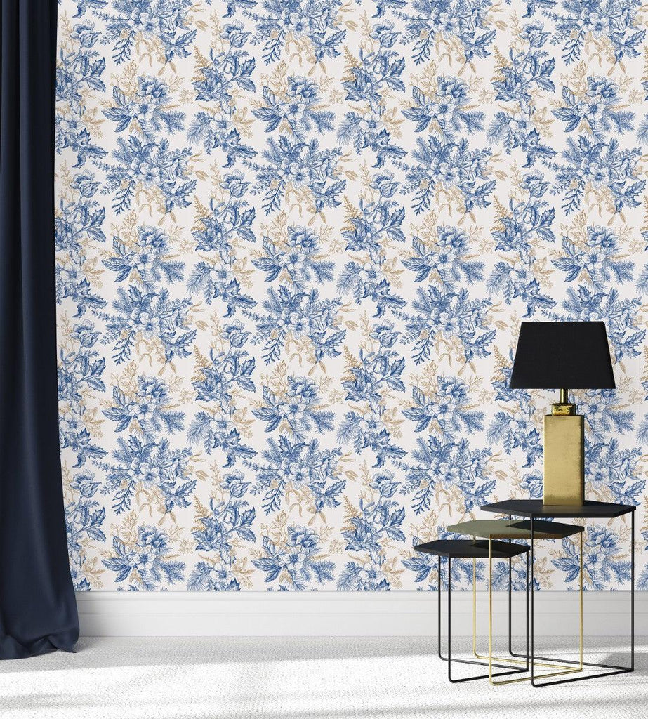 Floral Blue Pattern Wallpaper - uniqstiq