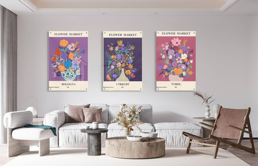 Floral Bouquet Pattern Set of 3 Prints Modern Wall Art Modern Artwork Image 2